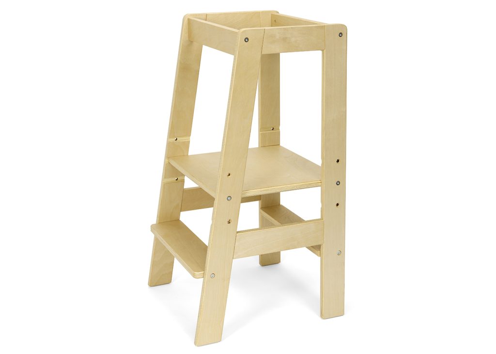Tour d'apprentissage pour enfants à partir de 1 an blanc/noir avec plateforme en bois réglable en hauteur de Joyz